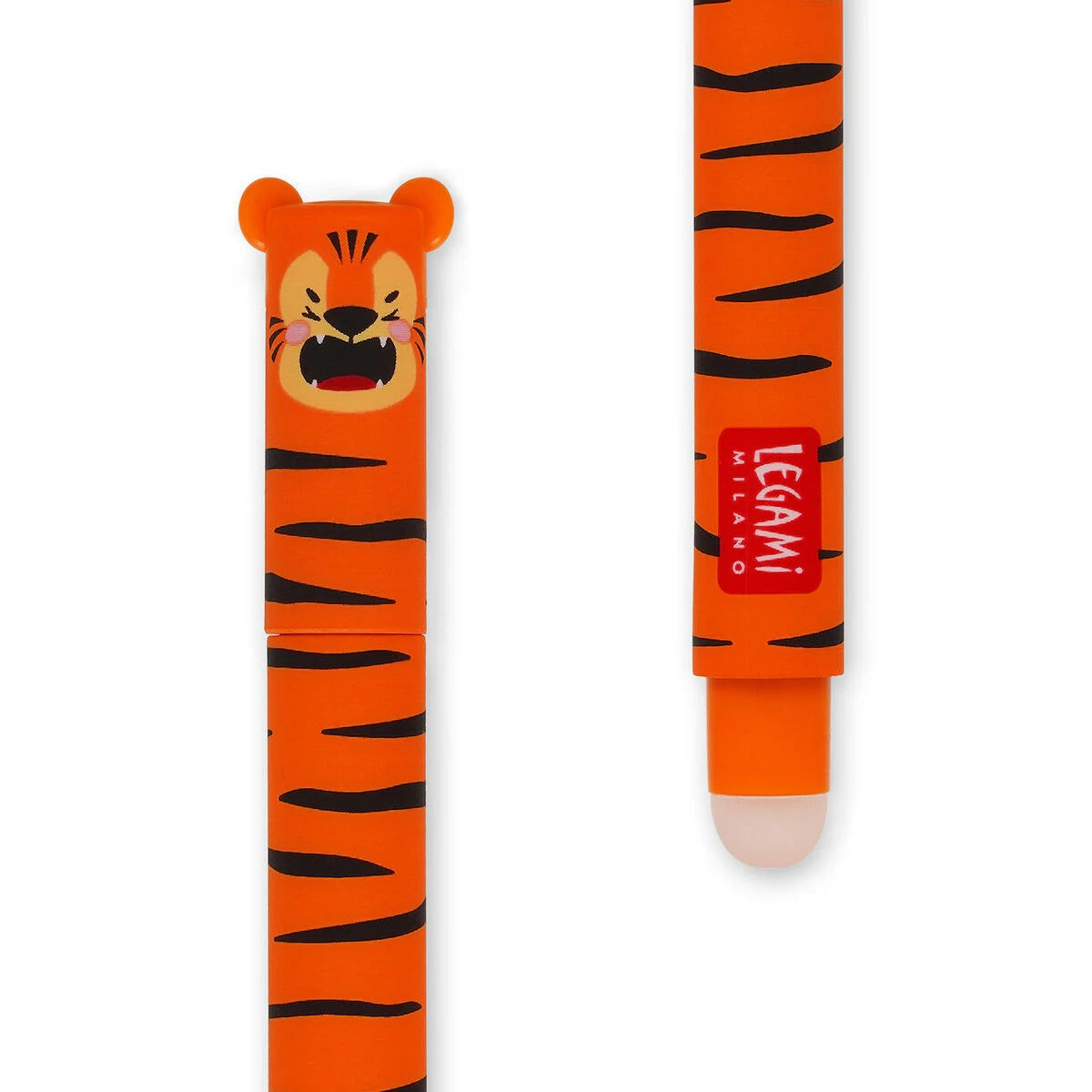 Legami Erasable Pens - 12 Pack Tiger Orange Ink Gel Pens for School, Office & Note Taking - Smooth Writing & Friction Erasable - Perfect for Students, Teachers & Professionals
