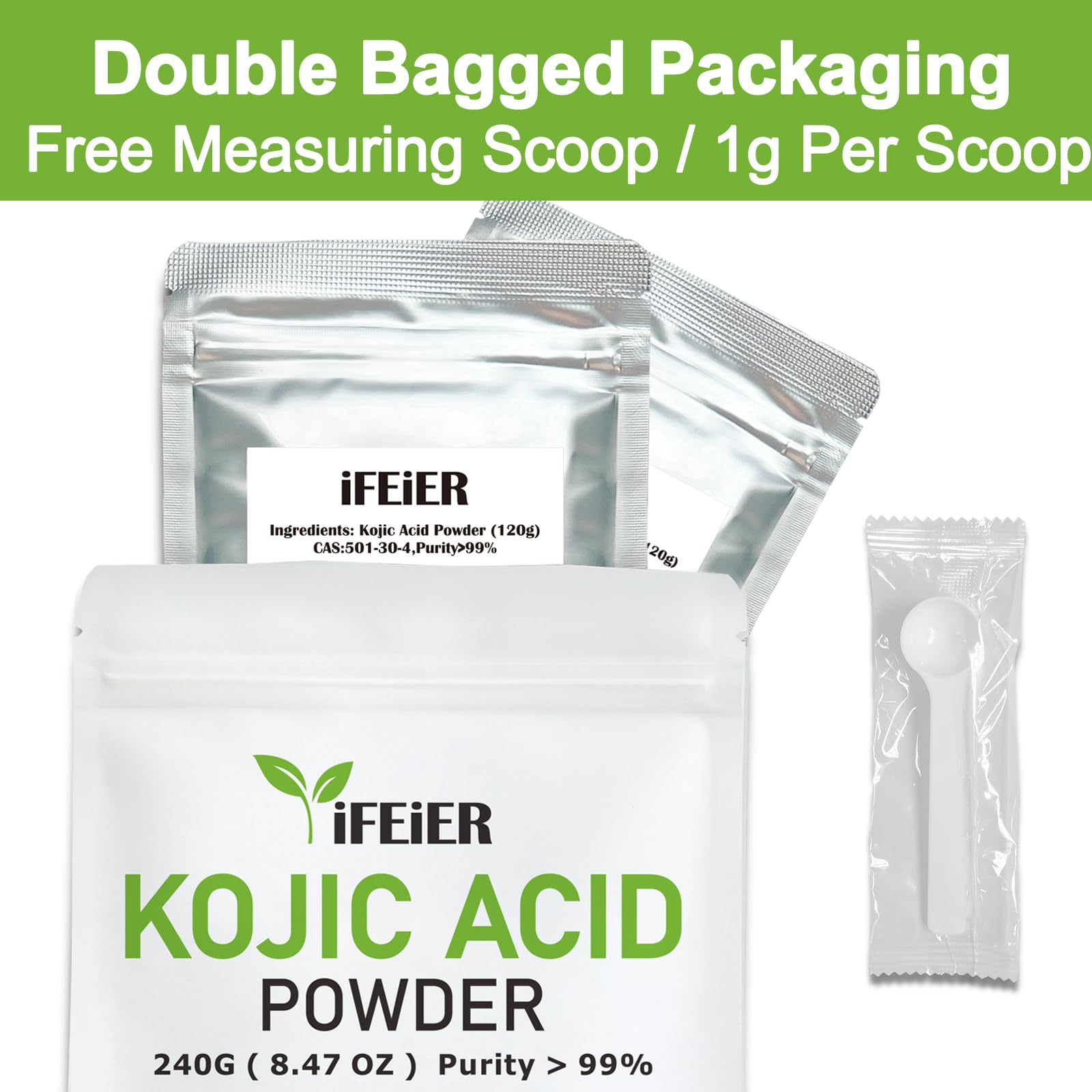 Pure Kojic Acid Powder 240g (8.47oz) - Natural Organic Skin Brightening Powder for DIY Skincare | Lightens Dark Spots | Fades Scars | Evens Skin Tone - Perfect for Homemade Lotions, Creams, Serums & Soaps - Safe for Face & Body Care