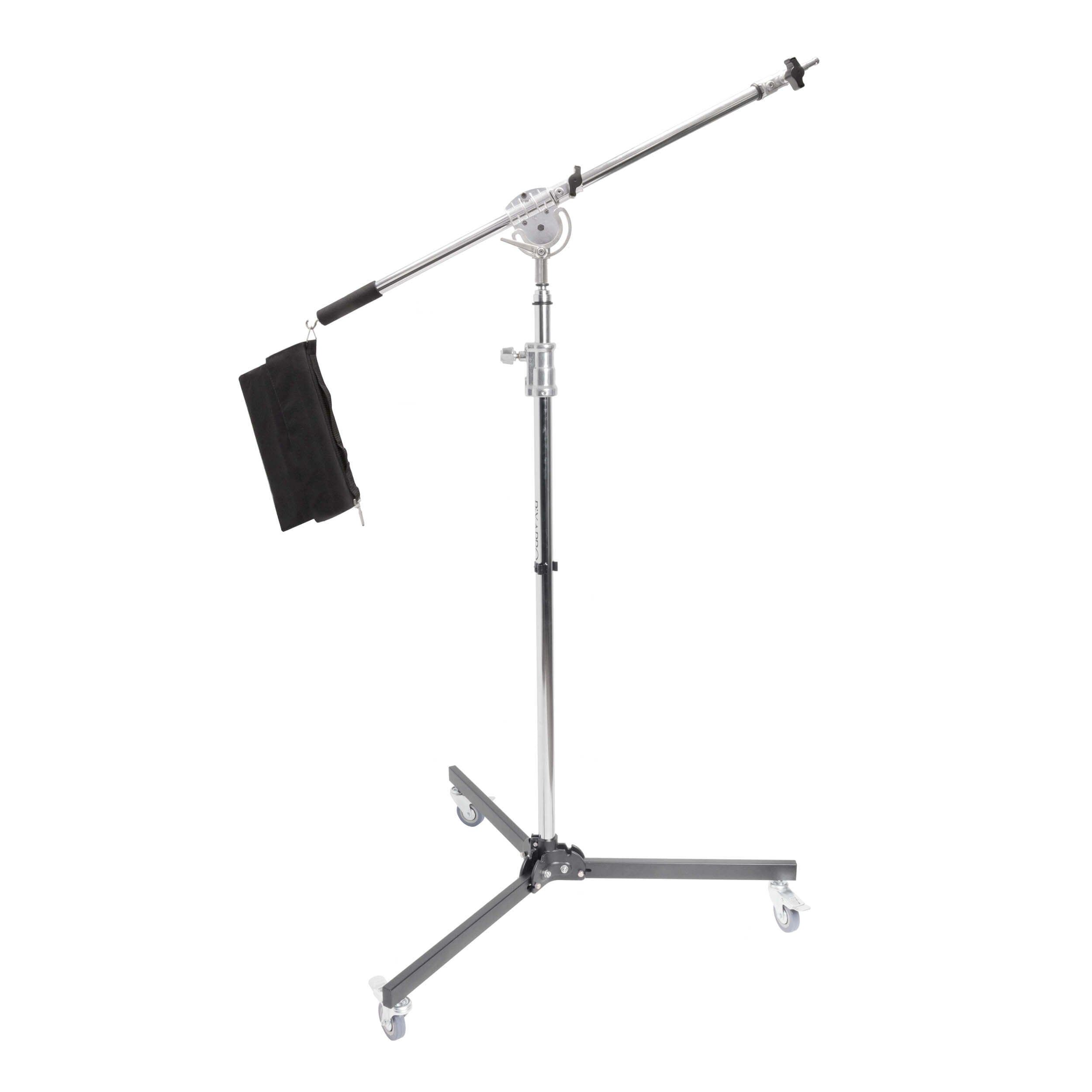 Heavy Duty Chrome Stainless Steel Rolling Base Boom Stand - Professional Microphone Stand with Wheels for Studio, Stage, and Live Performances