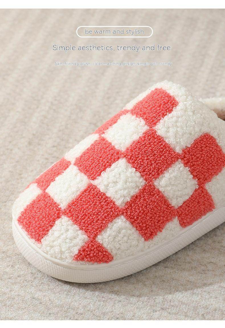 Cozy Plaid Fleece Slippers for Women & Men - Warm Fuzzy Indoor House Shoes for Winter Comfort - Perfect for Lounging at Home, Relaxing by the Fireplace