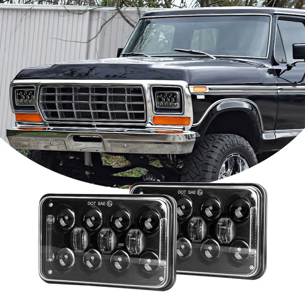 60W 4x6 Inch LED Rectangular Sealed Beam Headlights - DOT Approved Truck Headlight Replacement - High Brightness for Off-Road, Night Driving & Foggy Conditions