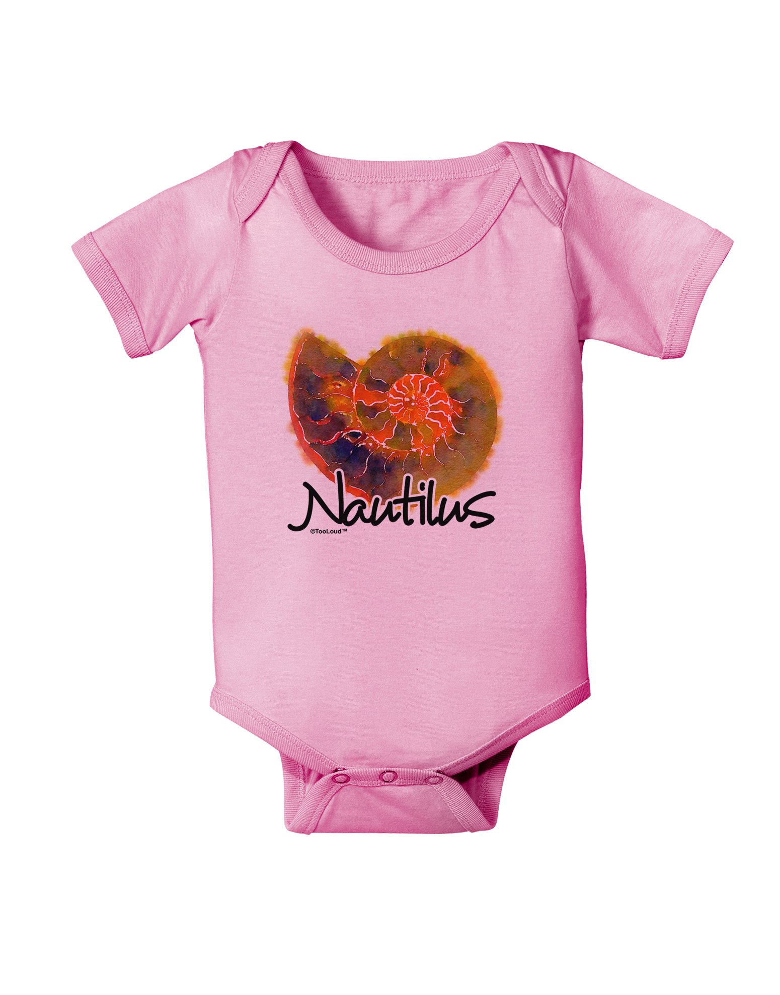 TooLoud Nautilus Fossil Watercolor Print Baby Romper Bodysuit - Soft Cotton Onesie for Newborns & Infants - Perfect for Playtime, Photo Shoots & Everyday Wear
