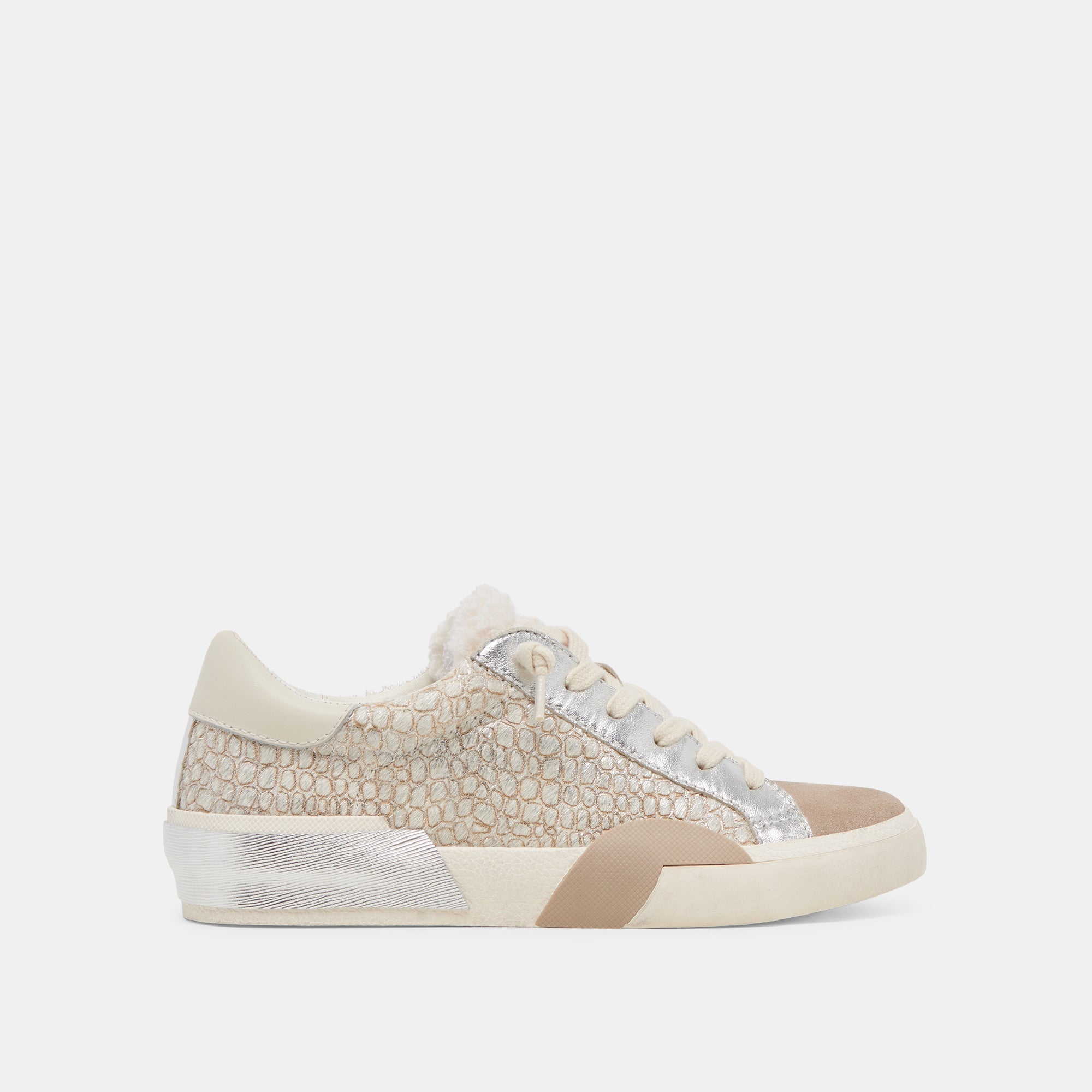 ZINA Plush Sneakers for Women - Soft Stone Calf Hair Slip-On Loafers | Comfortable & Stylish Casual Shoes for Walking, Travel, and Everyday Wear
