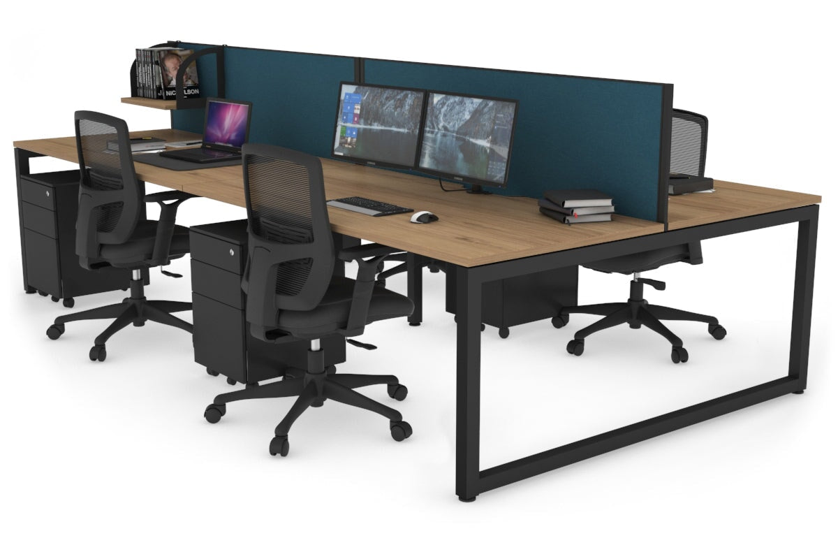 Quadro Loop Legs 4 Person Office Workstation - 1800L x 800W with Cable Management Scallop - Ideal for Collaborative Workspaces & Open Office Environments