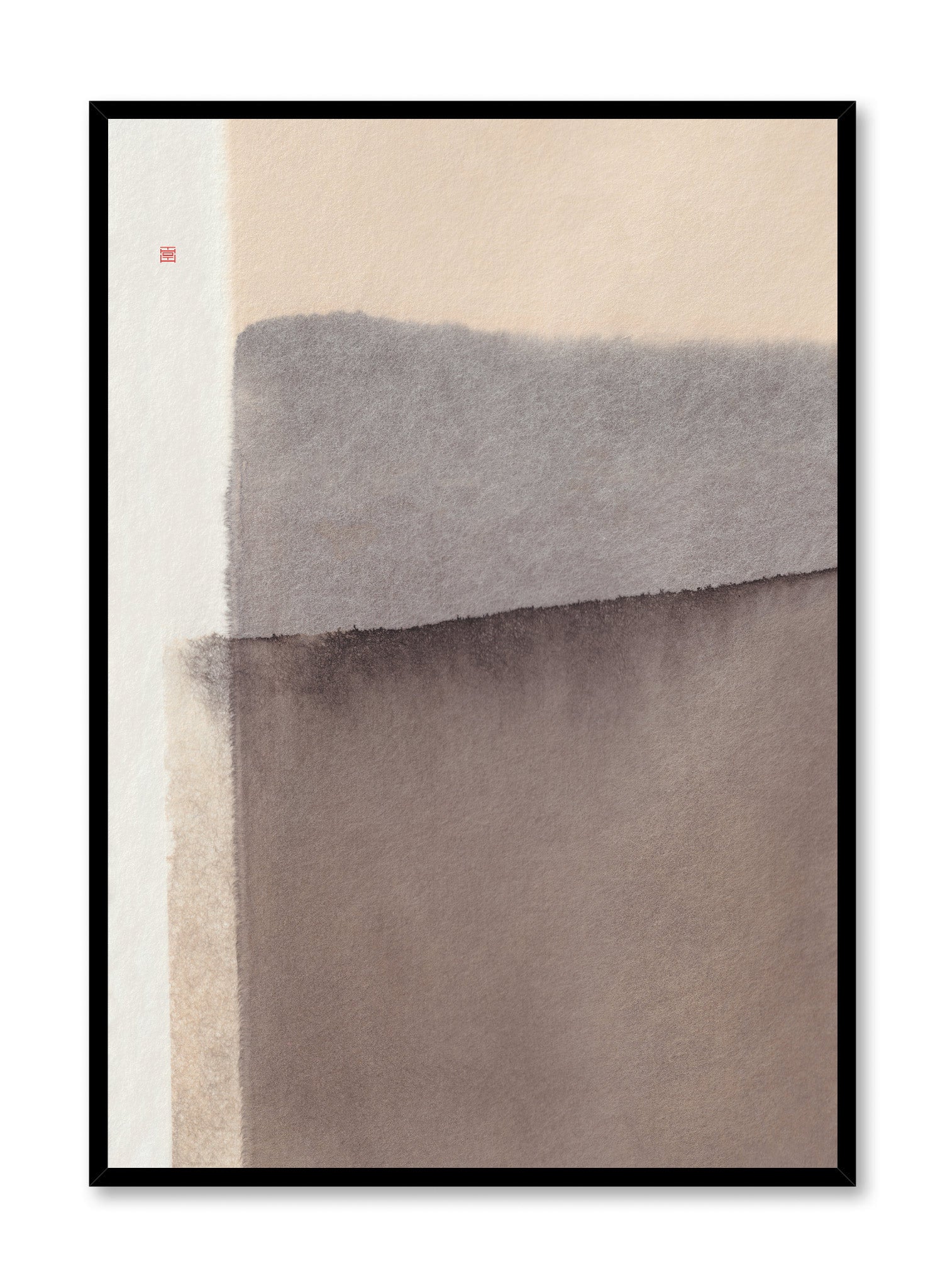Greige Ink Wash Art Poster - Vintage Aesthetic Wall Decor for Living Room, Bedroom & Office - Perfect for Home & Office Decoration