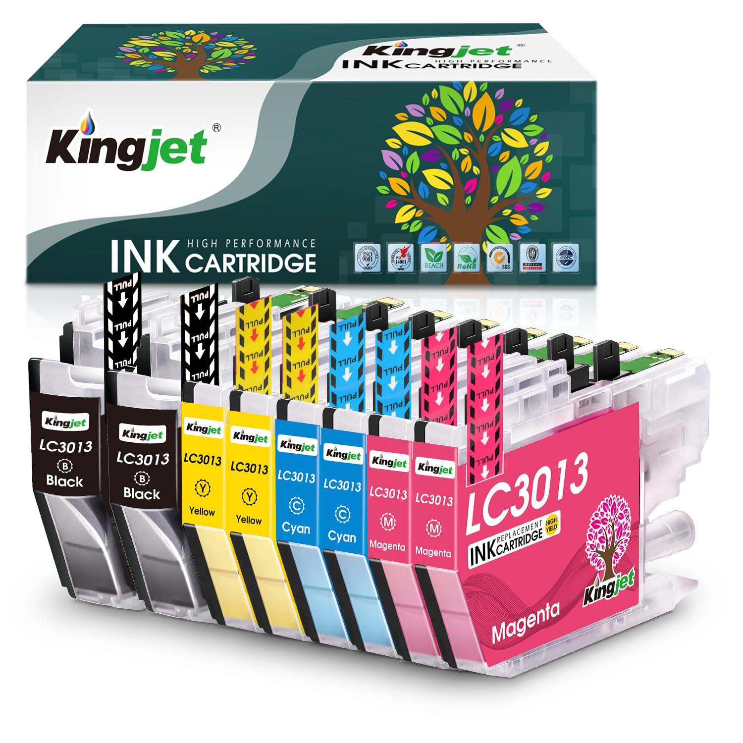 Kingjet LC3013 Ink Cartridges 8-Pack - Compatible for Brother Printers - Home & Office Use