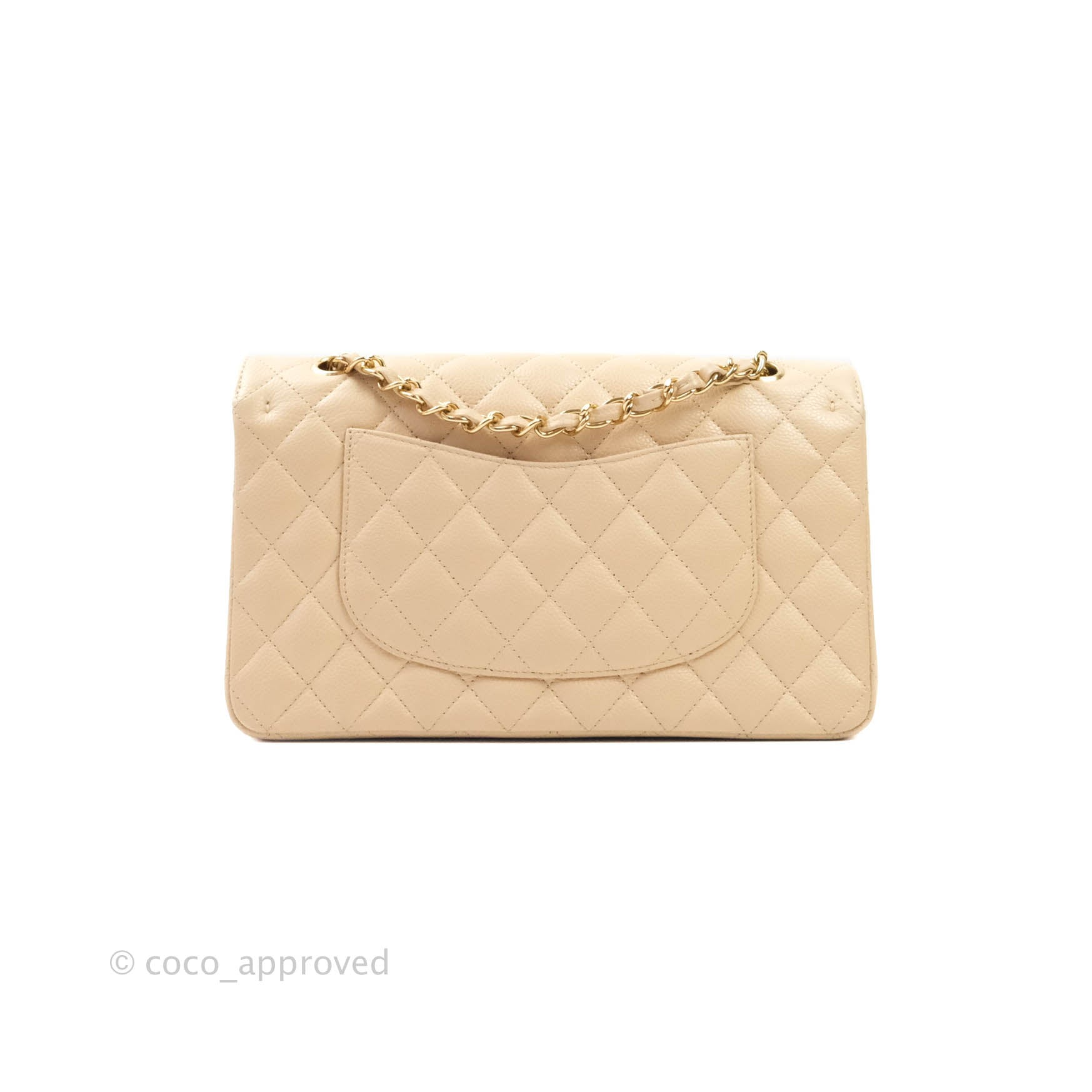 Chanel Classic M/L Medium Double Flap Bag in Beige Caviar Leather with Gold Hardware - Luxury Handbag for Women, Perfect for Work, Date Night & Special Occasions