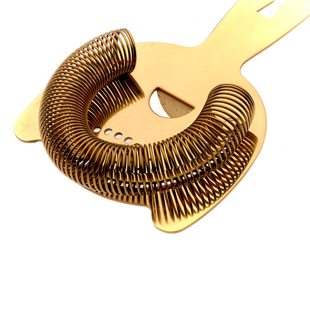 Barfly Heavy Duty Spring Bar Strainer - Gold Plated Cocktail Strainer for Professional Bartenders & Home Mixologists - Perfect for Cocktail Making, Home Bars & Bartending Accessories