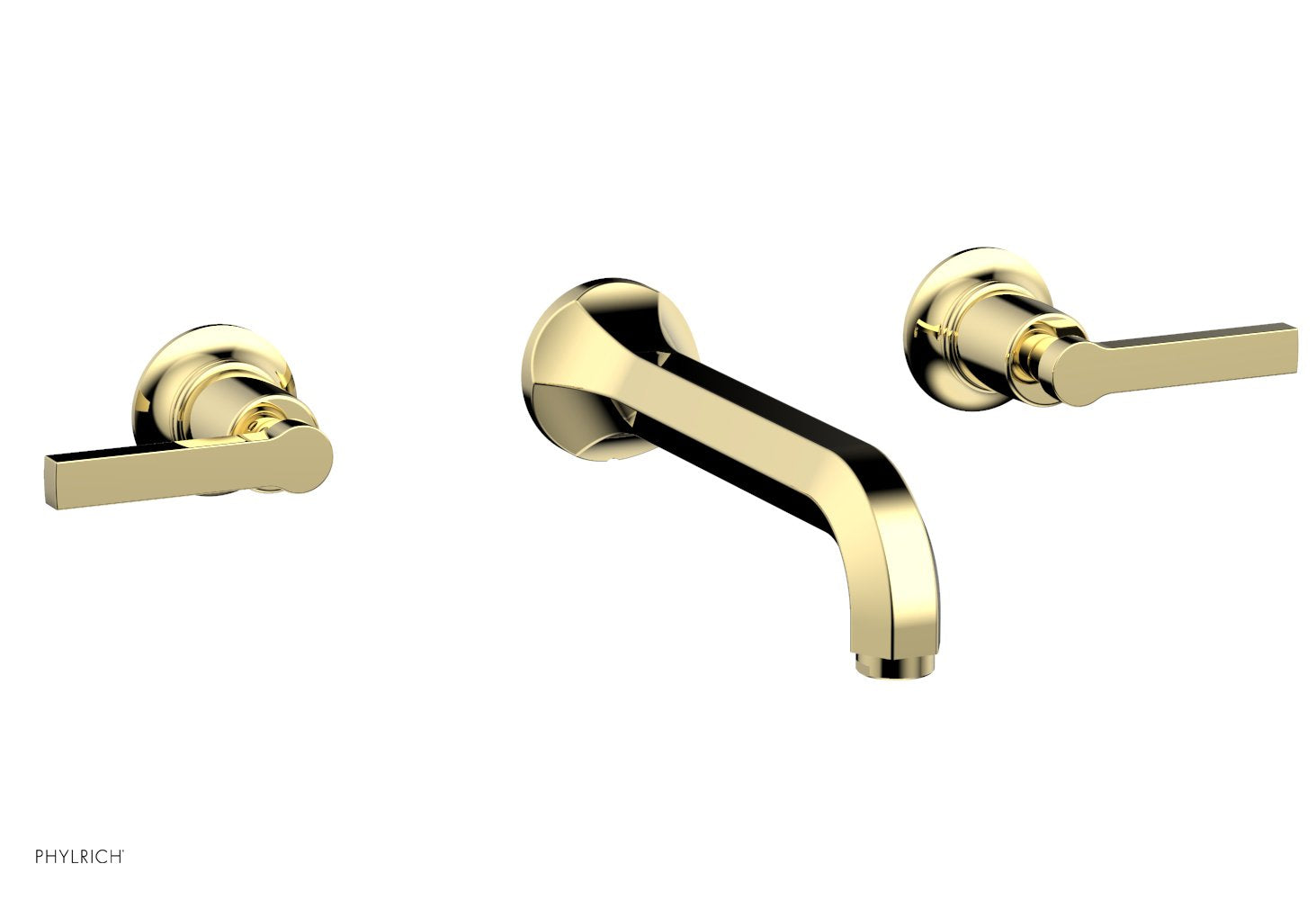 HEX MODERN Wall Mount Bathroom Faucet Set with Lever Handles - Model 501 12 - Perfect for Contemporary Home, Hotel, and Commercial Restroom Installations