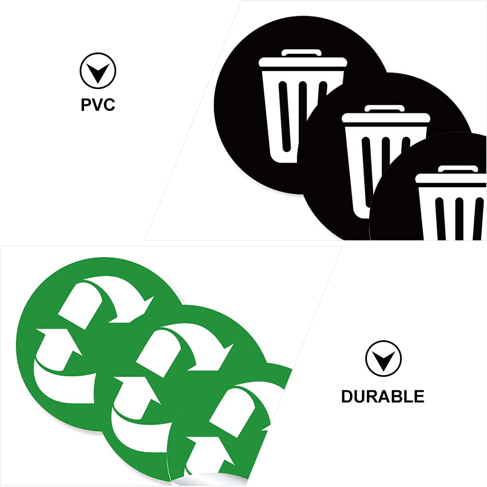 6-Pack Round Adhesive Garbage Can Stickers - Waterproof Trash Bin Labels for Outdoor Waste Baskets, Recycling Bins & Public Restrooms (Durable Vinyl Decals for Home, Office & Commercial Use)