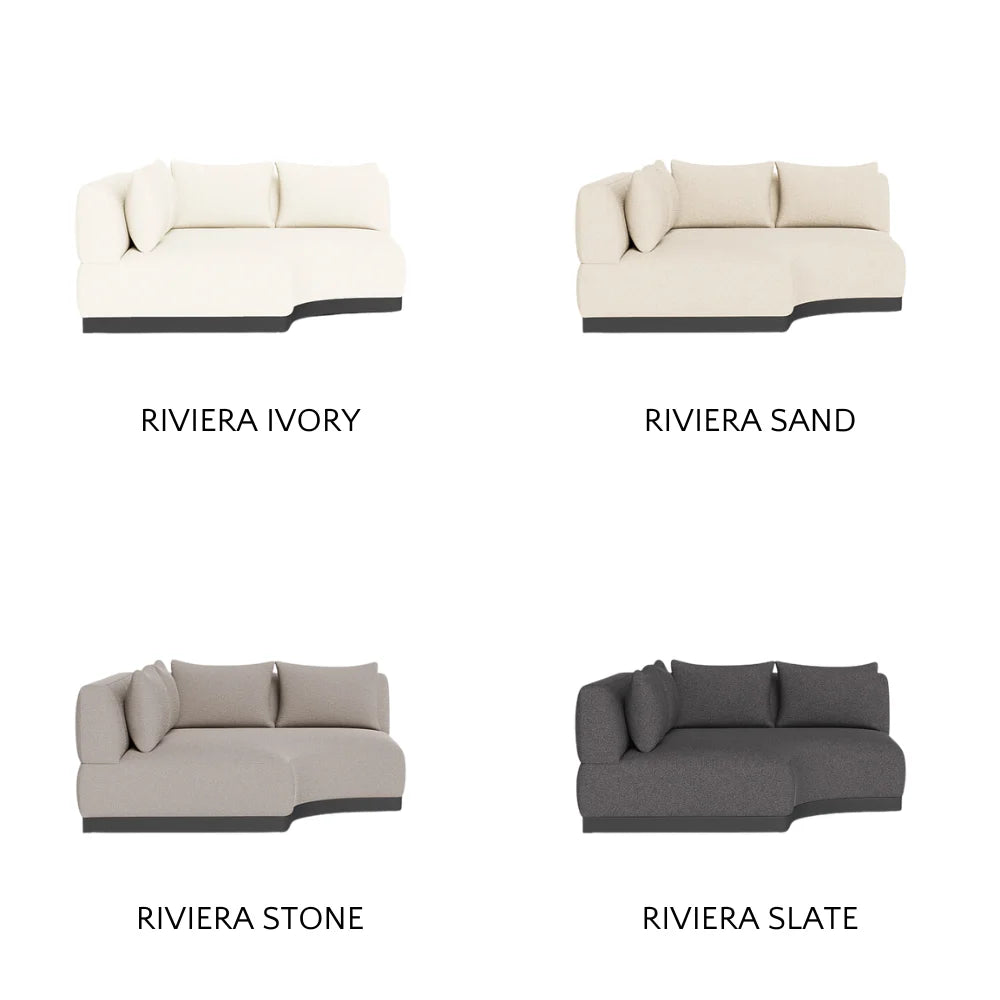 Amalfi Outdoor Curved Corner Sectional Sofa Set - Waterproof Patio Furniture for Backyard, Poolside & Garden - Modern All-Weather Wicker Conversation Set with Cushions