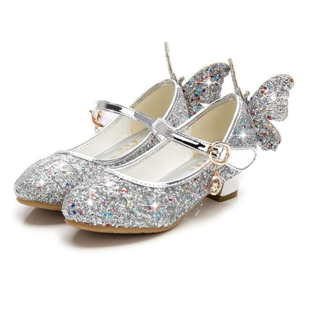 Sparkly Butterfly Mary Jane Shoes for Girls – Glitter Bridesmaid & Wedding Party Shoes – Low Heel Princess Dress Shoes (Toddler/Little Kid/Big Kid) – Perfect for Weddings, Pageants, and Special Occasions