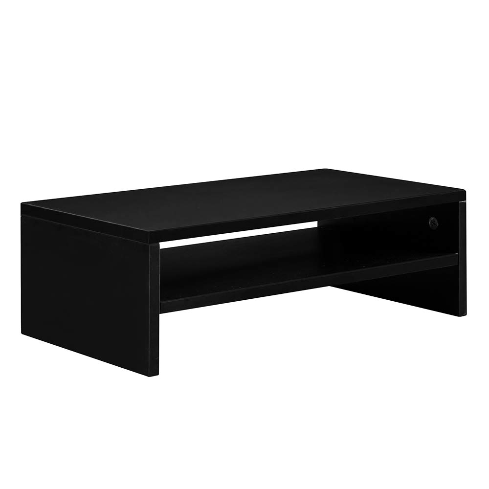 2-Tier Wooden Monitor Stand with Clamp - 16.7 Inch Adjustable Computer Desk Organizer for Laptop, TV & Home Office Storage | Perfect for Workspace Organization & Space Saving