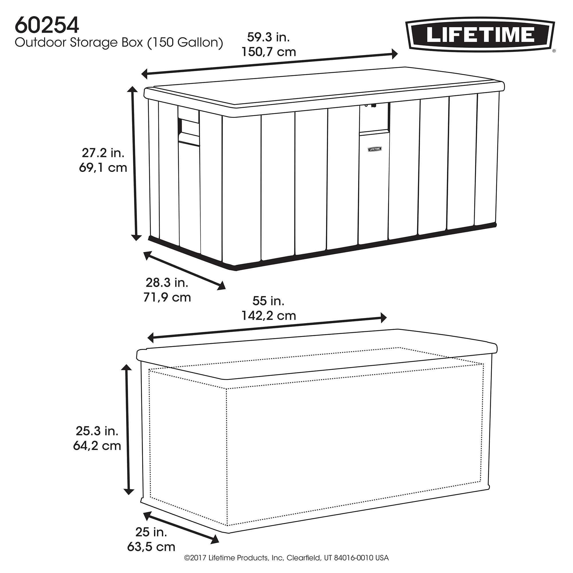 LIFETIME 60254 150-Gallon Heavy-Duty Outdoor Storage Deck Box - Weather-Resistant Plastic Deck Box for Patio Furniture Cushions, Pool Toys & Garden Tools - Desert Sand/Brown Color