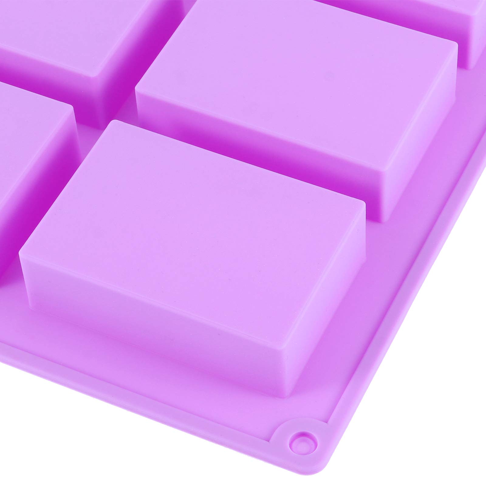 KINJOEK 6-Pack 36 Cavity Rectangular Silicone Soap Molds - Purple DIY Soap Making Molds for Handmade Soap, Candles & Baking - Perfect for Crafting, Gifts & Home Spa