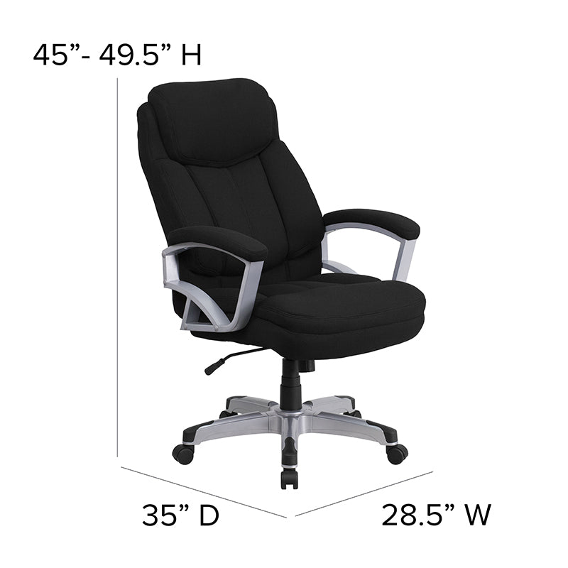 FLASH HERCULES Series Big & Tall 500 lb. Capacity Black Fabric Executive Swivel Ergonomic Office Chair with Adjustable Arms - Perfect for Home Office, Gaming, and Heavy-Duty Workspaces