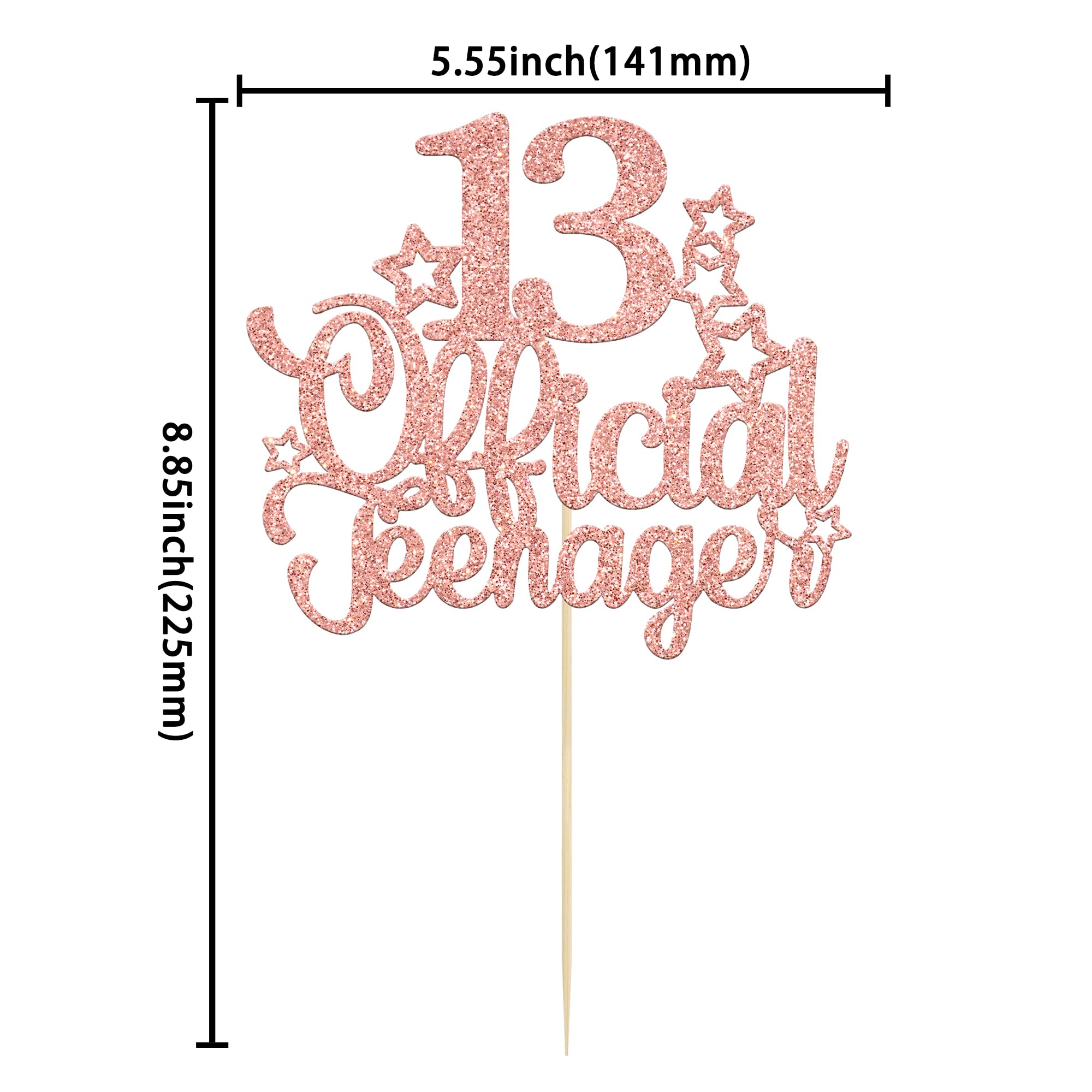 Ephlyn 1 Pack Glitter Number 13 Cake Topper - Rose Gold 13th Birthday Decorations for Teens | Perfect for Birthday Cakes, Cupcakes & Party Supplies