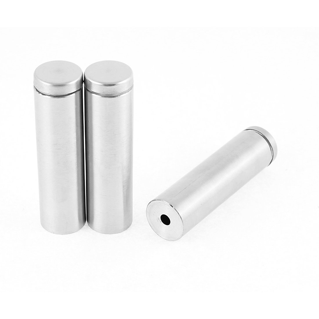 Ruilogod 19mm x 10mm Glass Standoffs for Signage - Silver Tone Hardware (3 Pack) - Perfect for Retail Displays, Trade Show Booths & Office Decor