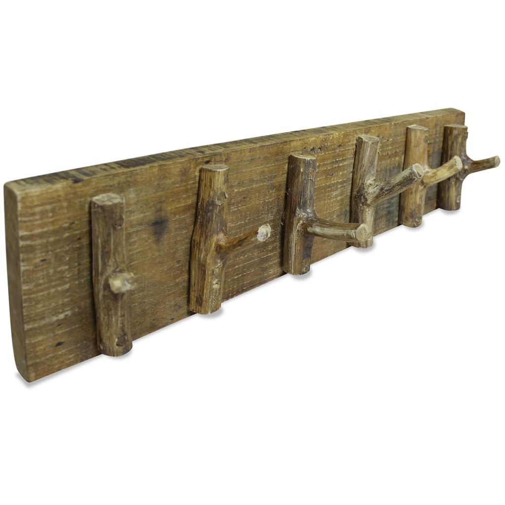 Galapara 6-Hook Wall Mounted Coat Rack - Solid Reclaimed Wood Entryway Organizer for Hats, Jackets & Bags (23.6