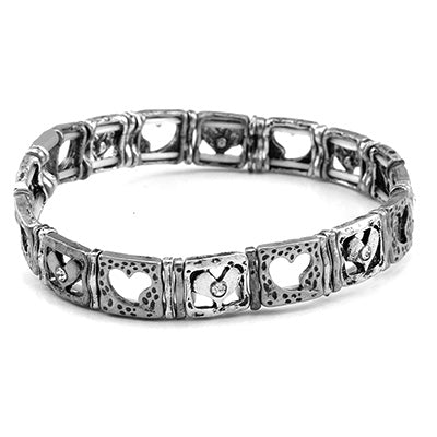 Heart & Crystal Stud Bracelet for Women - Elegant Adjustable Bangle for Daily Wear, Party & Gift Giving
