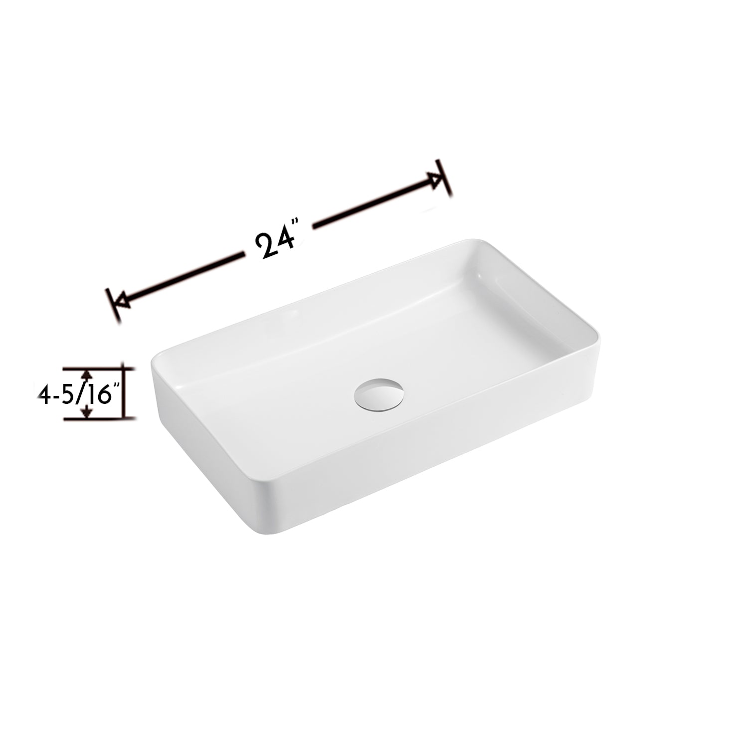 DAX CL1320 Ceramic Rectangular Bathroom Vessel Sink - 24