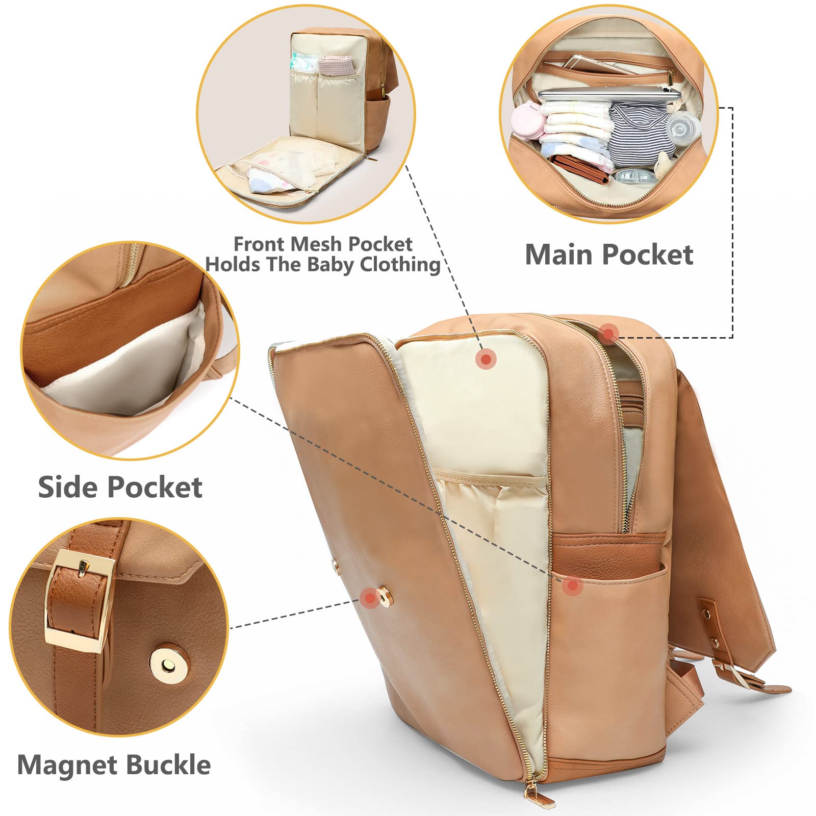 Miss Fong Premium Leather Diaper Backpack - Stylish Baby Bag with Changing Pad | Perfect for Travel, Daycare & On-the-Go Parents