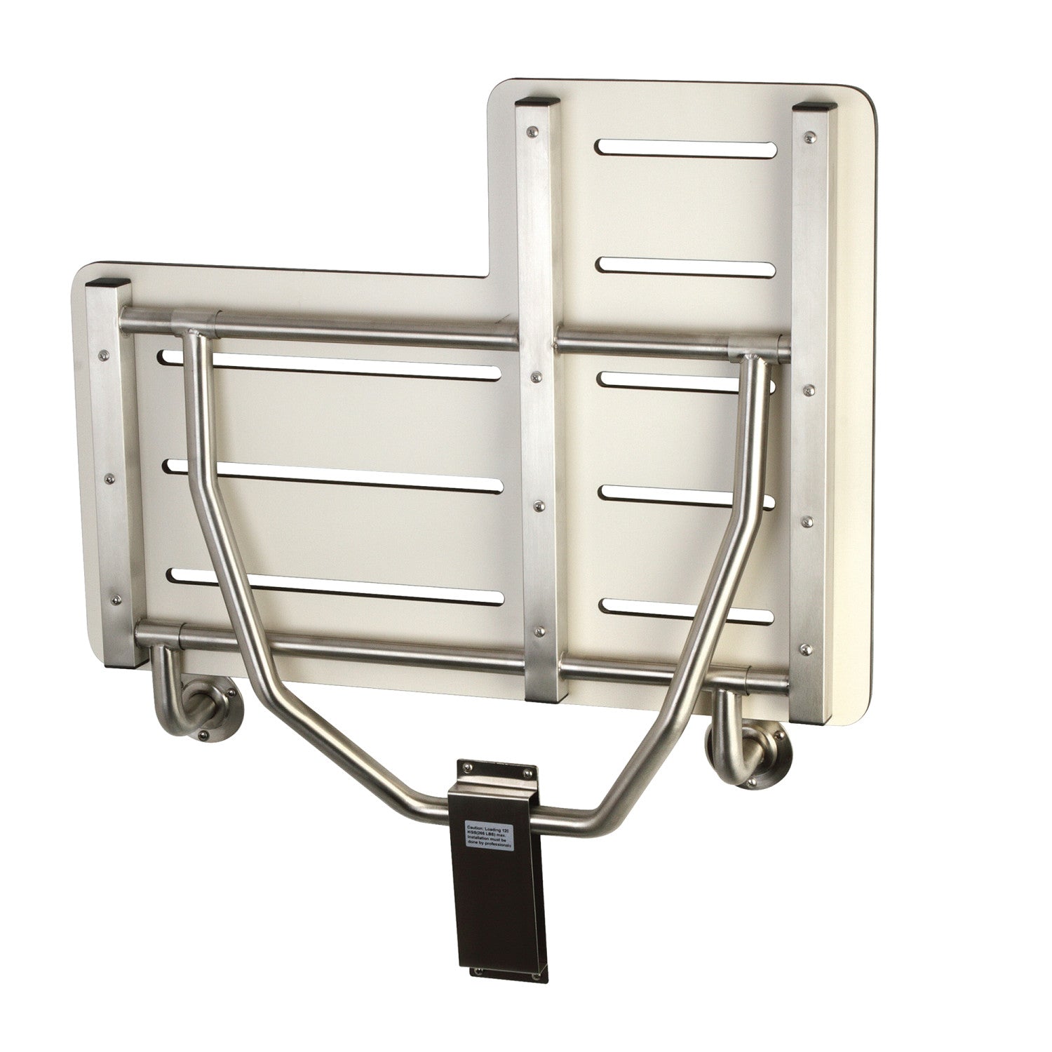 ADA Compliant Fold Down Shower Seat - 28x21 Inch Wall Mount Stainless Steel Bench for Elderly & Disabled - Bathroom Safety Shower Chair for Small Spaces & Accessible Homes