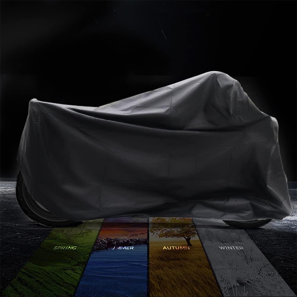 420D Oxford Waterproof Motorcycle Cover with Mini Lock & Storage Bag - Outdoor Protector for Bikes (86.61x37.4x43.31in) - Ideal for Garage, Travel & All-Weather Protection
