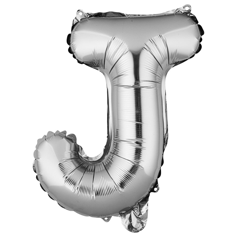 Balloonify Silver Mylar Letter J Balloon - 16 Inch Large Foil Alphabet Balloon for Birthday Parties, Baby Showers & Wedding Decorations - 1 Count Box