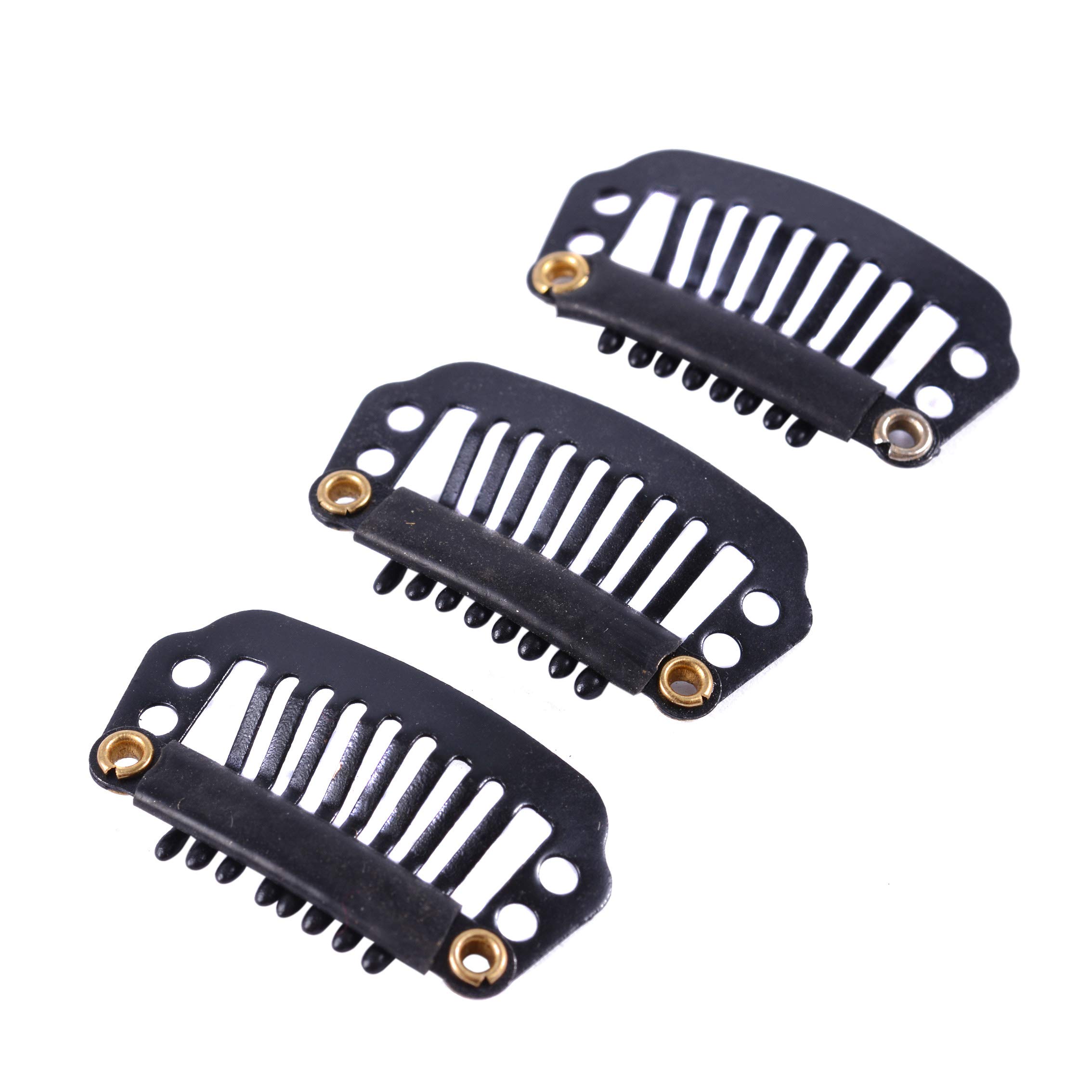 24-Piece 28mm 8-Tooth Metal Wig Clips with Rubber Snap - Black Hairpiece Accessories for Secure Hold - Perfect for Cosplay, Costumes & Daily Wear