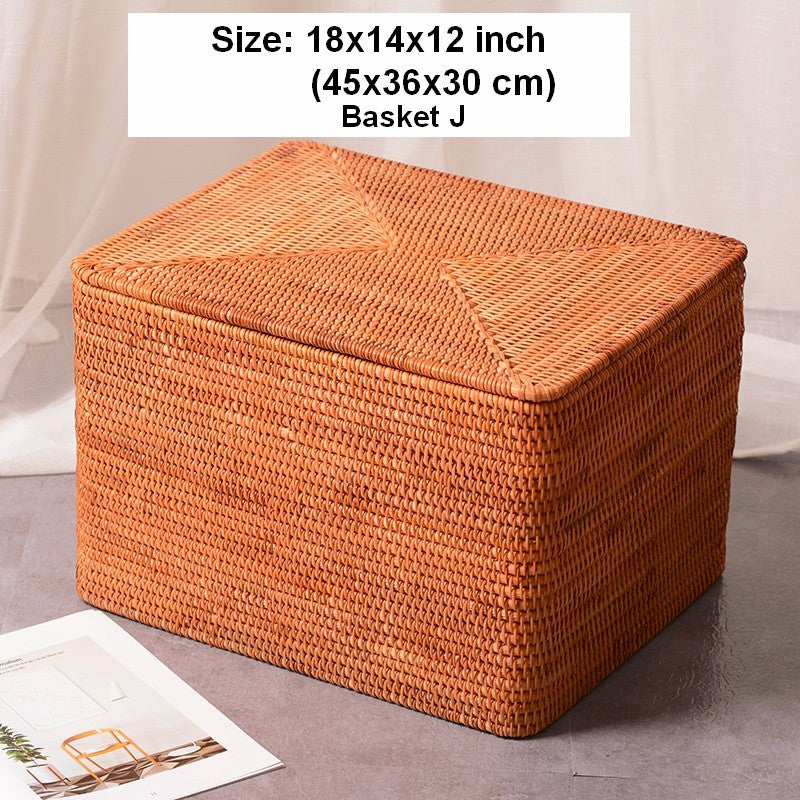 Extra Large Woven Storage Baskets with Lid - Rectangular Clothes Organizer for Bedroom, Living Room & Laundry Room - Home Decor Storage Solution for Blankets, Toys & Essentials