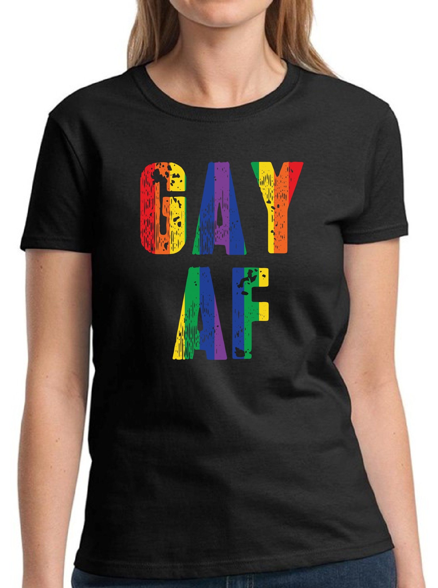 Pekatees Gay AF T-Shirt for Women - Rainbow Flag Pride Shirt - LGBTQ+ Pride Top for Her | Perfect for Pride Parades, Festivals & LGBTQ+ Events