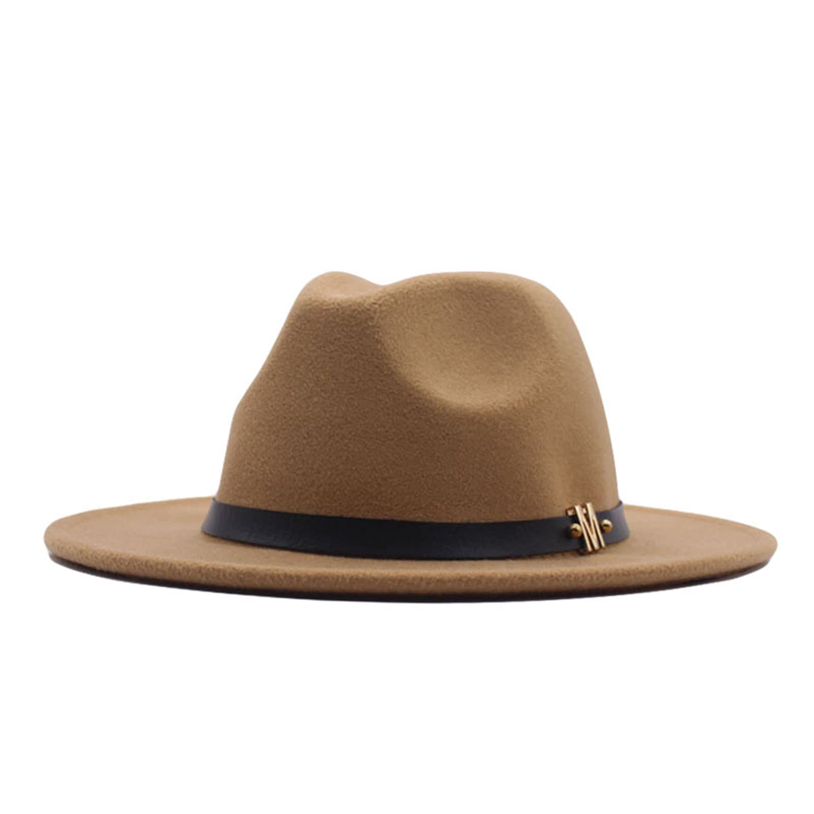 Stylish Women's Wool Fedora Hat with Belt Buckle - Classic Wide Brim Floppy Panama Hat for Baseball & Casual Wear - Perfect for Outdoor Events, Travel & Fashion Accessories