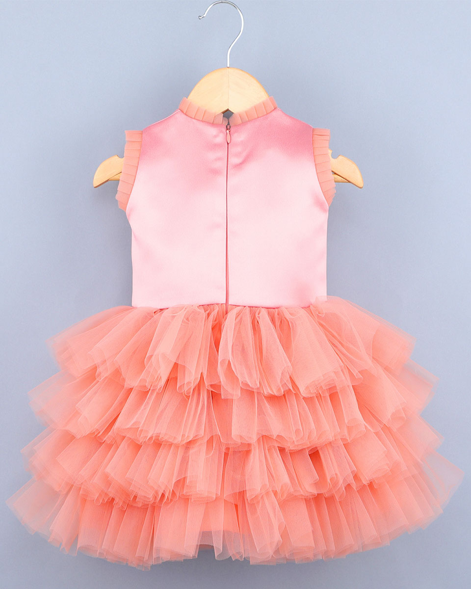 Pre Order: Elegant Peach Butterfly Print Dress for Women - Perfect for Summer Parties, Weddings & Casual Outings