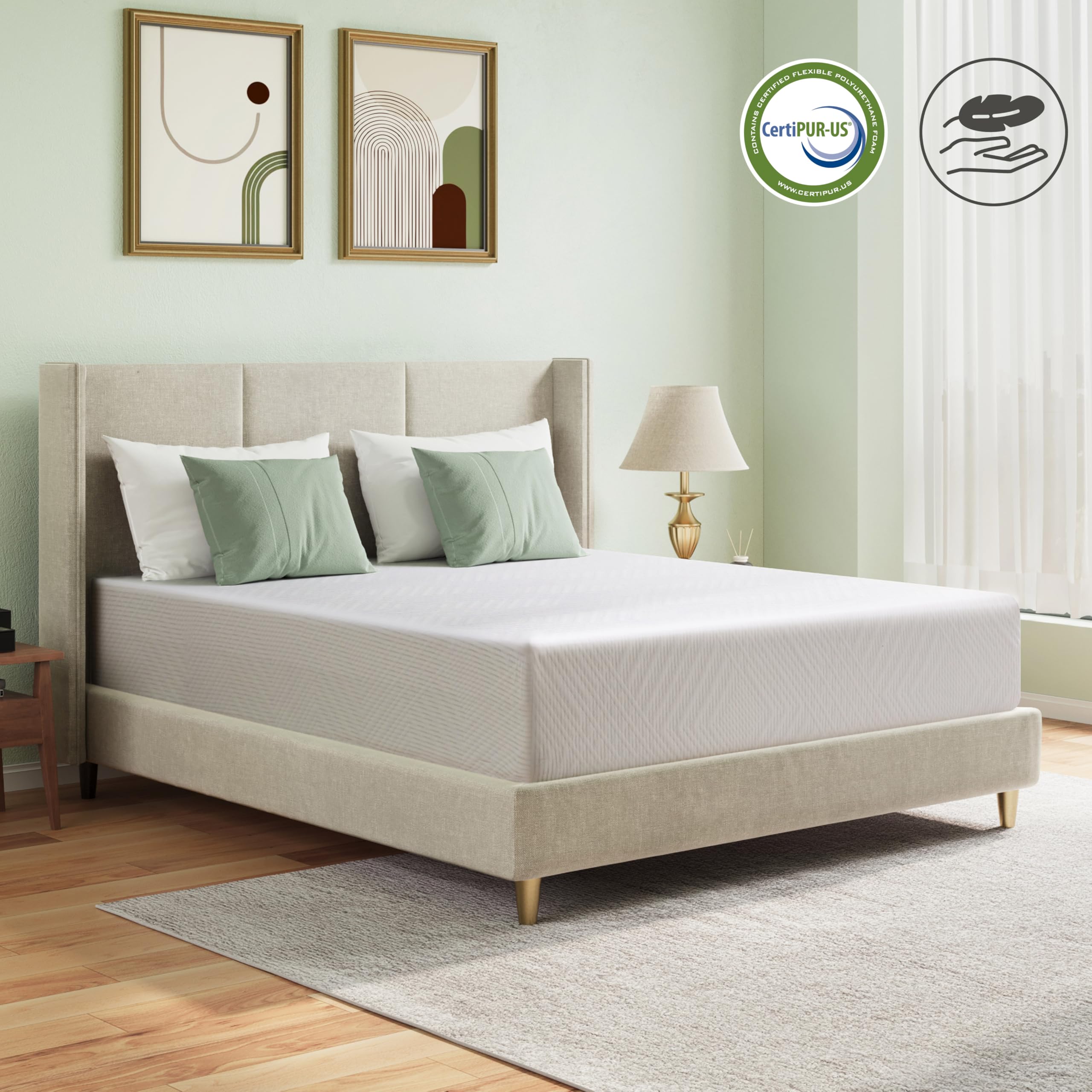 10 Inch Full Size Mattress in a Box - Green Tea Memory Foam Medium Firm Mattress for Platform Beds, Daybeds & Bunk Beds | Breathable & Pressure-Relieving for Side, Back & Stomach Sleepers