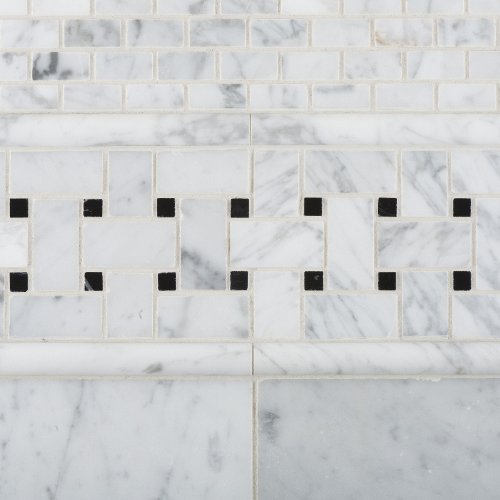 Premium Carrara White Marble Polished Mosaic Tile - 5 sq. ft. Box | Elegant Kitchen Backsplash & Bathroom Wall Decor | Waterproof & Stain-Resistant