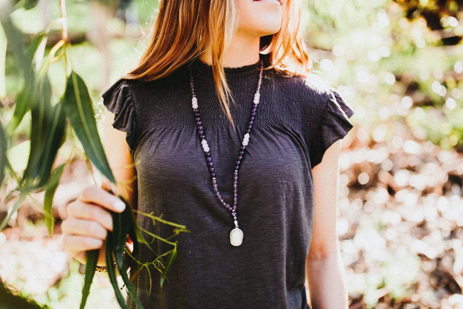 Natural Amethyst Mala Beads - 108 Healing Meditation Prayer Necklace for Yoga, Mindfulness & Spiritual Balance | Handmade Gemstone Jewelry Gift