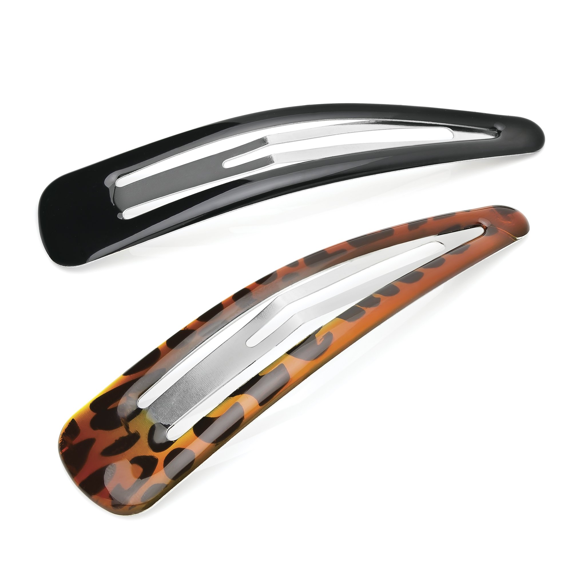 Large Black & Tortoise Hair Clips - 10cm (3.9