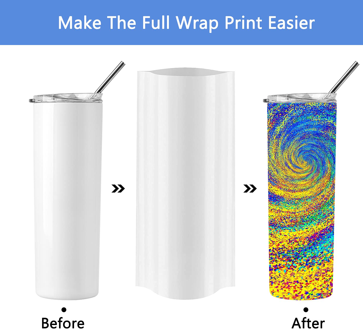 White 7x11 Inch Sublimation Shrink Wrap Film - Heat Transfer Shrink Wrap Tubes for Mugs, Tumblers & Blanks - 50 Pcs - Perfect for DIY Custom Drinkware & Personalized Gifts