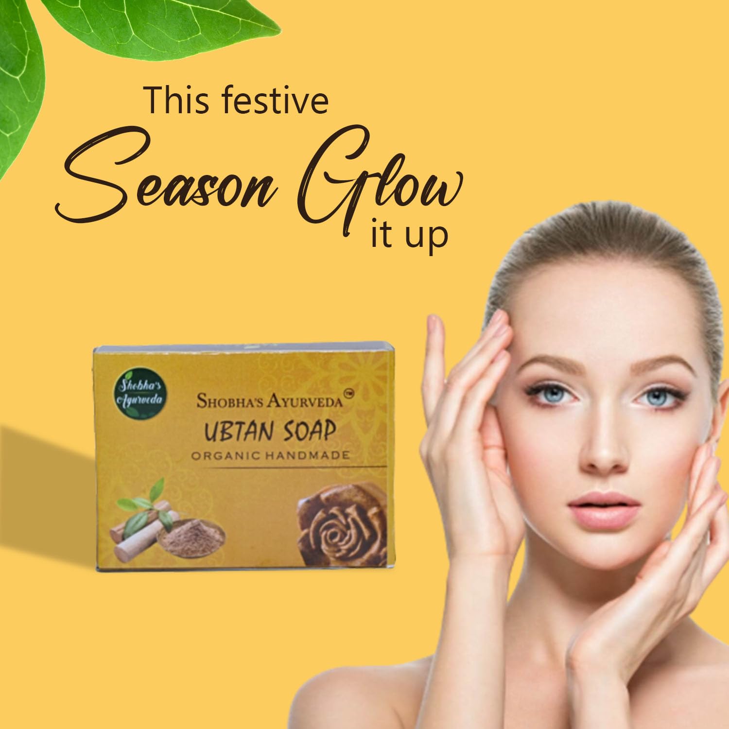 Shobha's Ayurveda Ubtan Soap - Handmade Sandalwood & Rose Soap with Essential Oils | Natural Skin Nourishing & Brightening | Pack of 2 | Perfect for Dry Skin Care & Daily Ayurvedic Cleansing Routine