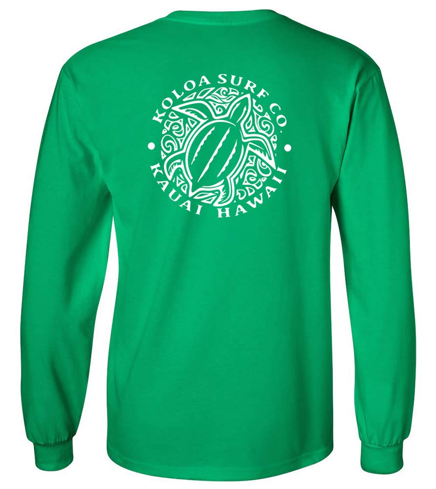 Koloa Surf Hawaiian Turtle Logo Long Sleeve T-Shirt for Men - Regular, Big & Tall Sizes - Beachwear, Surfing & Casual Wear