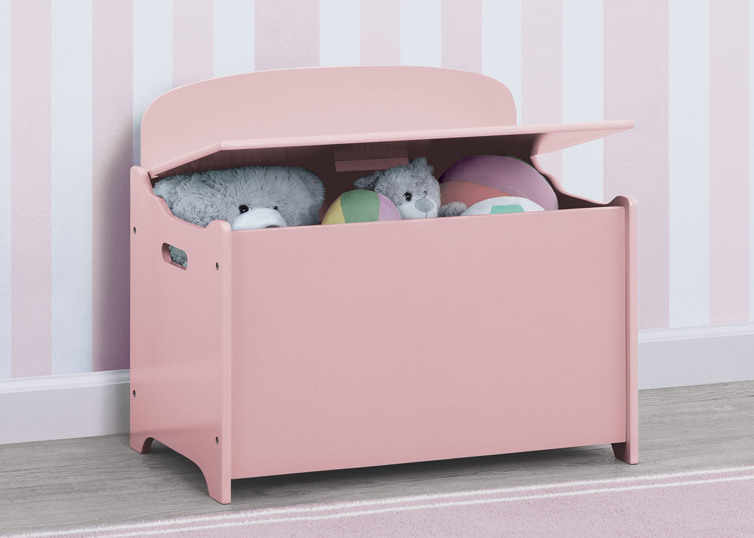 Delta Children MySize Deluxe Toy Storage Box with Lid - Dusty Rose Pink | Organize Kids' Room, Nursery, Playroom Toys & Books | Durable Wooden Toy Chest for Boys & Girls
