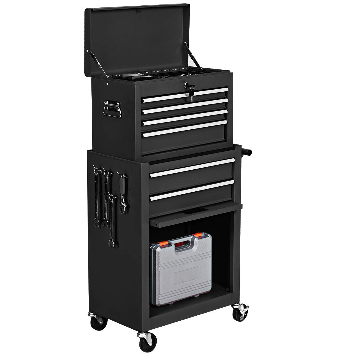 Casart 6-Drawer Rolling Tool Storage Box with Keyed Locking System - Heavy Duty Tool Cabinet for Garage, Workshop & DIY Projects