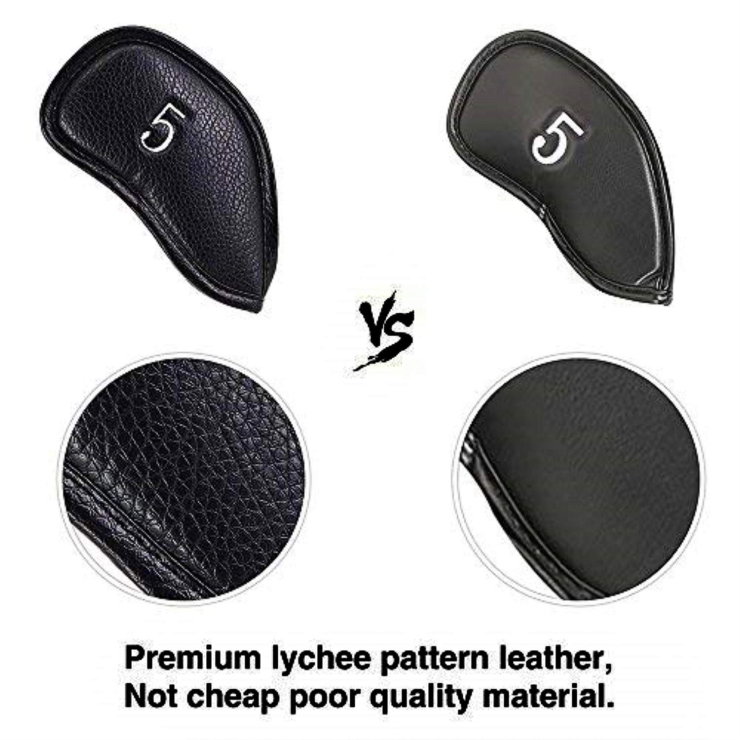 Premium 12-Piece Golf Iron Head Covers Set with Numbers - Synthetic Leather Club Protectors for Men, Fits All Brands (Gift Box Included) - Perfect for Golf Tournaments, Practice Sessions & Club Protection