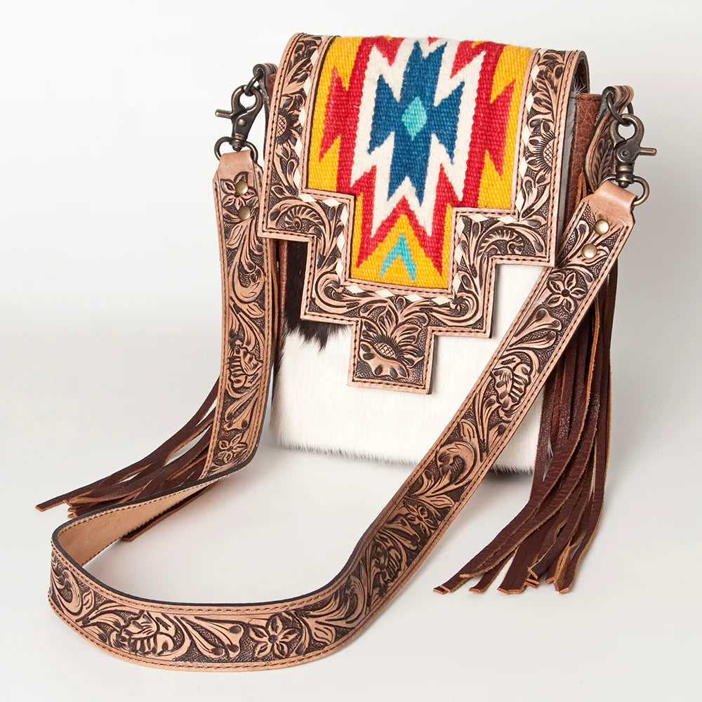 Handcrafted Aztec Leather Purse for Women - Boho Crossbody Bag with Intricate Tooling - Perfect for Festivals, Travel & Everyday Use