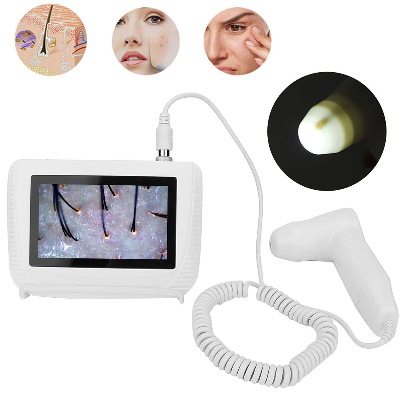 ASixxSix 5-Inch LCD Digital Skin & Hair Analyzer - Rechargeable Facial Skin Oil & Follicle Magnifier Tester for Home Salon & Professional Use | Perfect for Skincare Diagnosis, Hair Analysis & Beauty Treatments