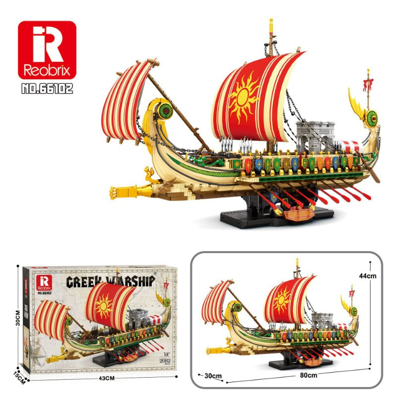 Reobrix 66102 Creek Warship Building Blocks Set - 2896pcs Military Ship Model Kit for Adults & Teens - Perfect for Collectors, Display, and DIY Warship Enthusiasts