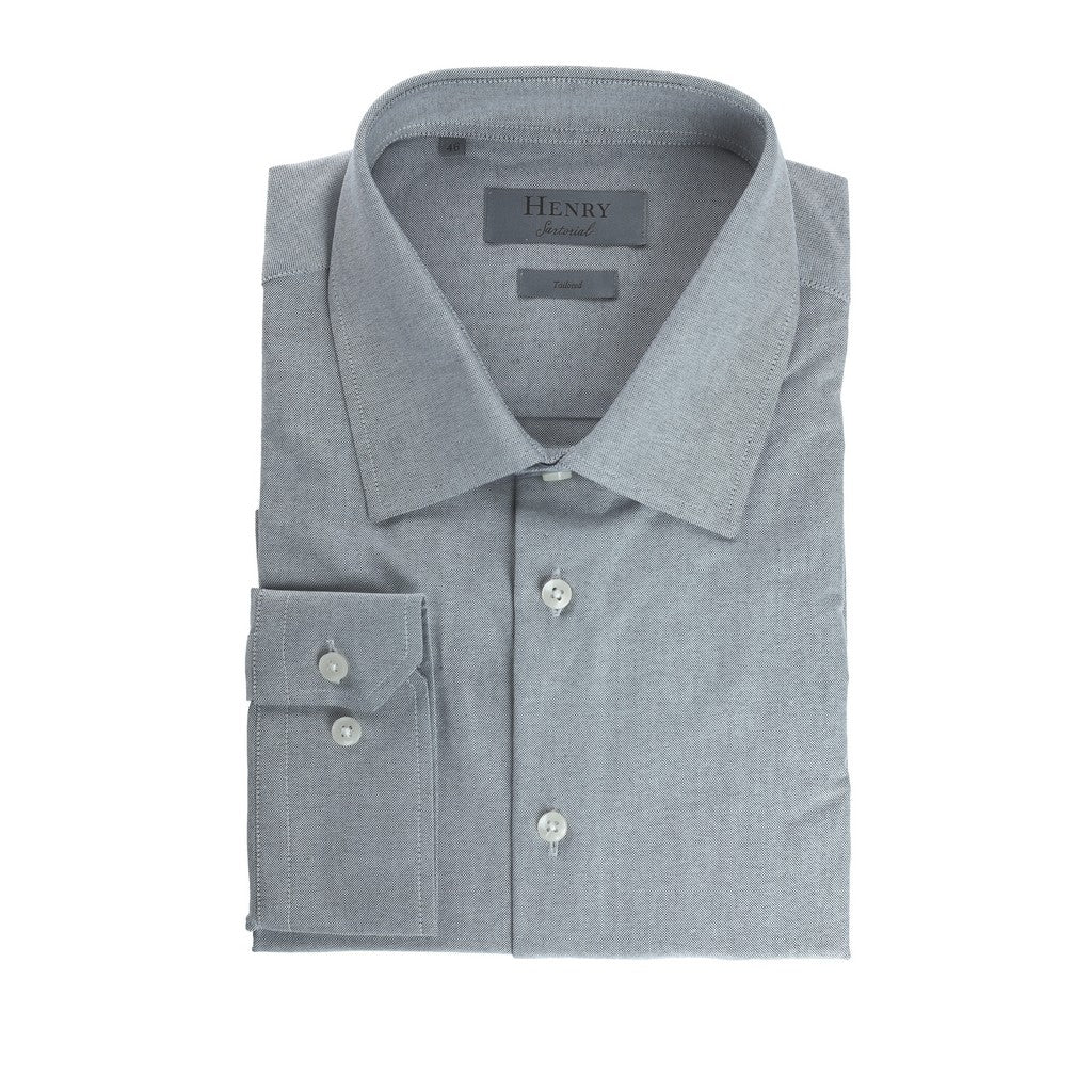 HENRY SARTORIAL Premium Cotton Single Cuff Dress Shirt for Men - Classic Black Formal Business Shirt for Office, Wedding & Special Occasions