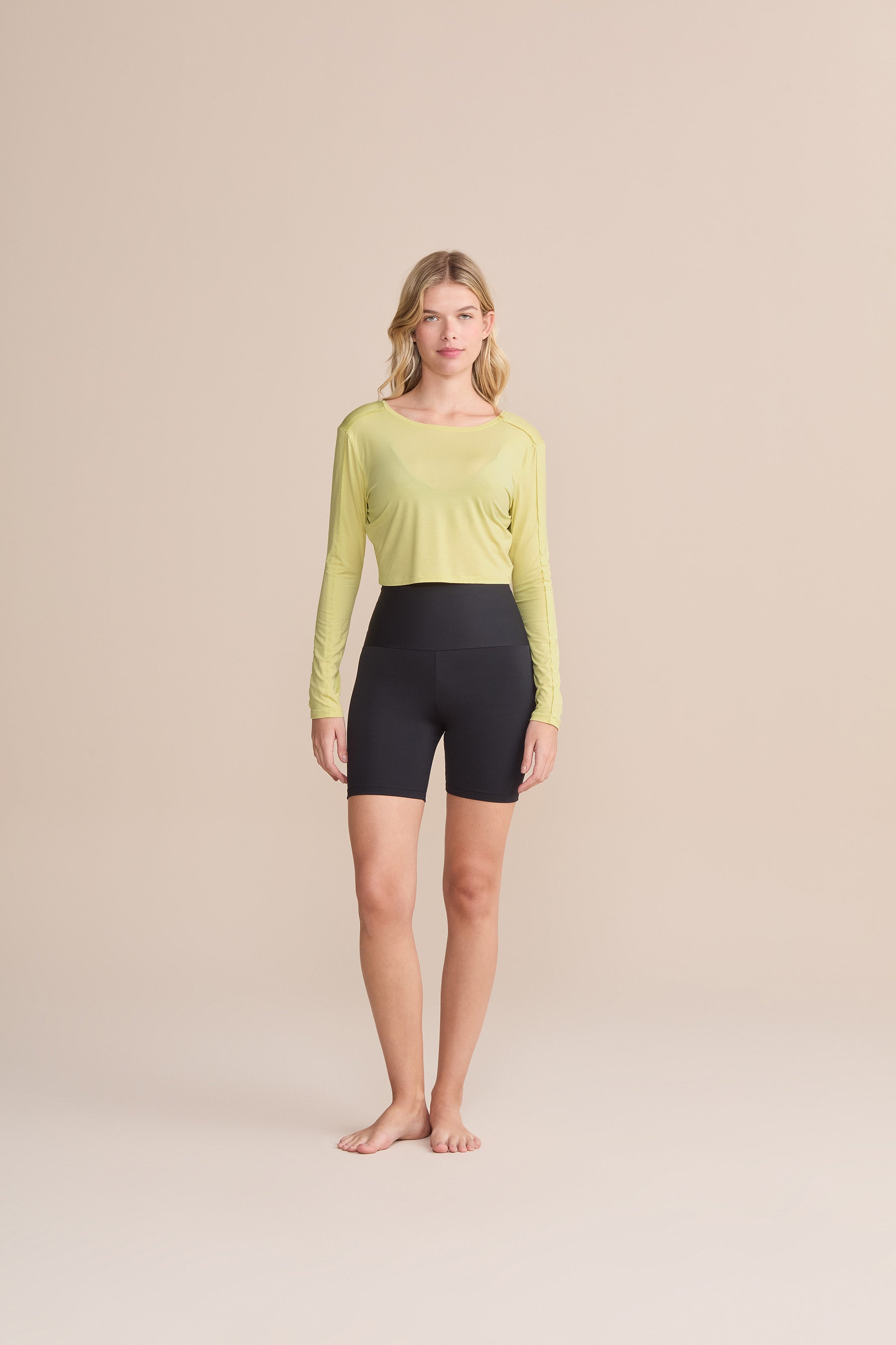 Cropped Long Sleeve Micromodal Blouse for Women - Soft Stretchy Comfort Fit Top for Casual Wear & Layering