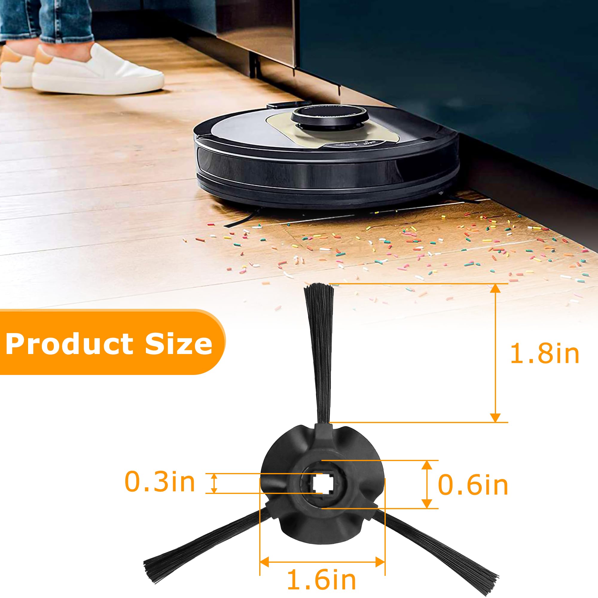 8 Pack Replacement Side Brushes Compatible with Shark Matrix Robot Vacuum RV2310/RV2310AE/AV2310/AV2310AE/RV2300/RV2300S/RV2320S/UR2350AE - Perfect for Hardwood Floors & Pet Hair Cleaning